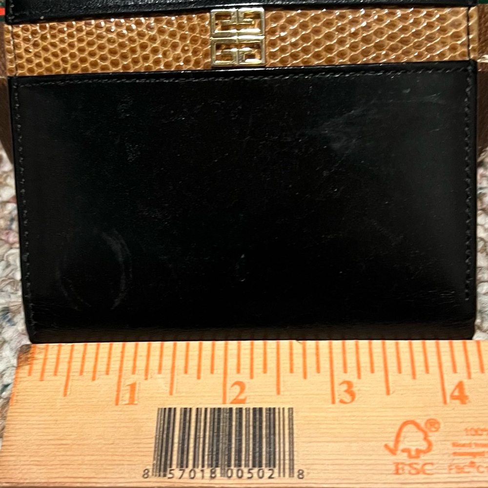 Givenchy Black Genuine Leather / Lizard Wallet Gold Accents Man/Woman FREE SHIP - Picture 4 of 7